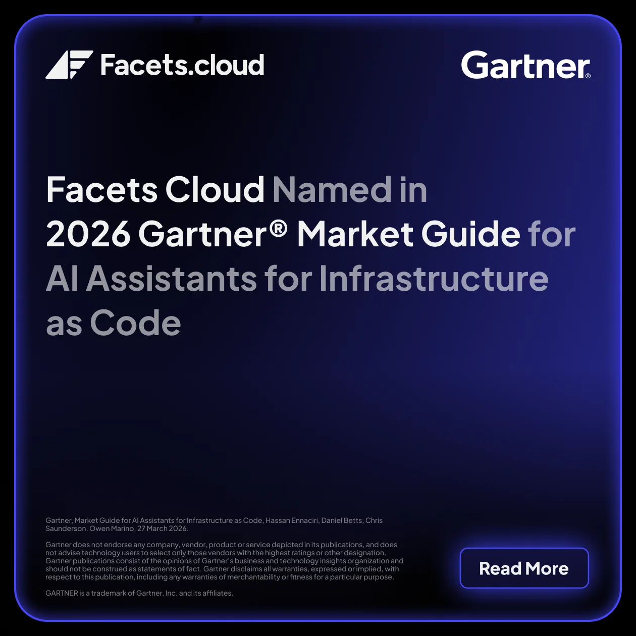 Facets Cloud Named in 2026 Gartner® Market Guide for AI Assistants for Infrastructure as Code