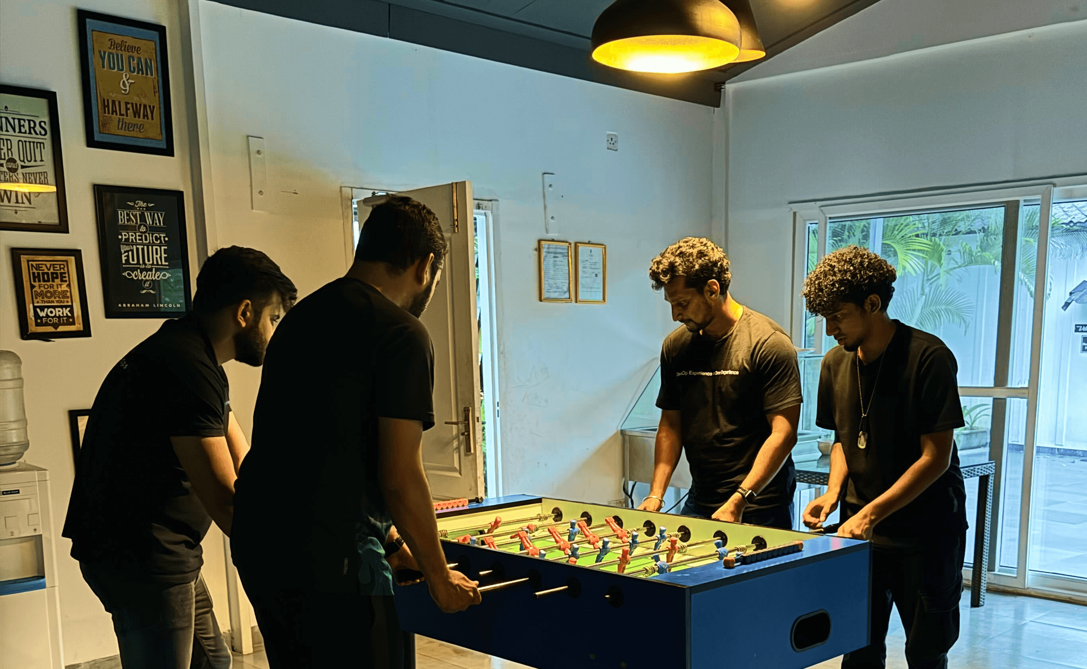 Team members working together on product development